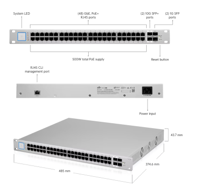 US-48-500W, UniFi PoE Switch