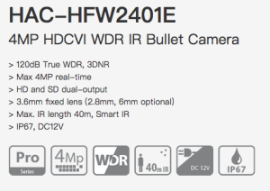 Dahua HAC-HFW2401E-0280B - HDCVI 4MP 2.8mm WDR