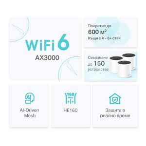 Deco X55 - AX3000 Mesh Wi-Fi 6 система за целия дом - 3 бр.
