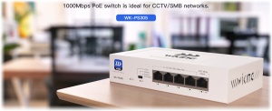 Wiking WK-PS305 PoE switch, 5x LAN/4x PoE, 1Gb, 45W